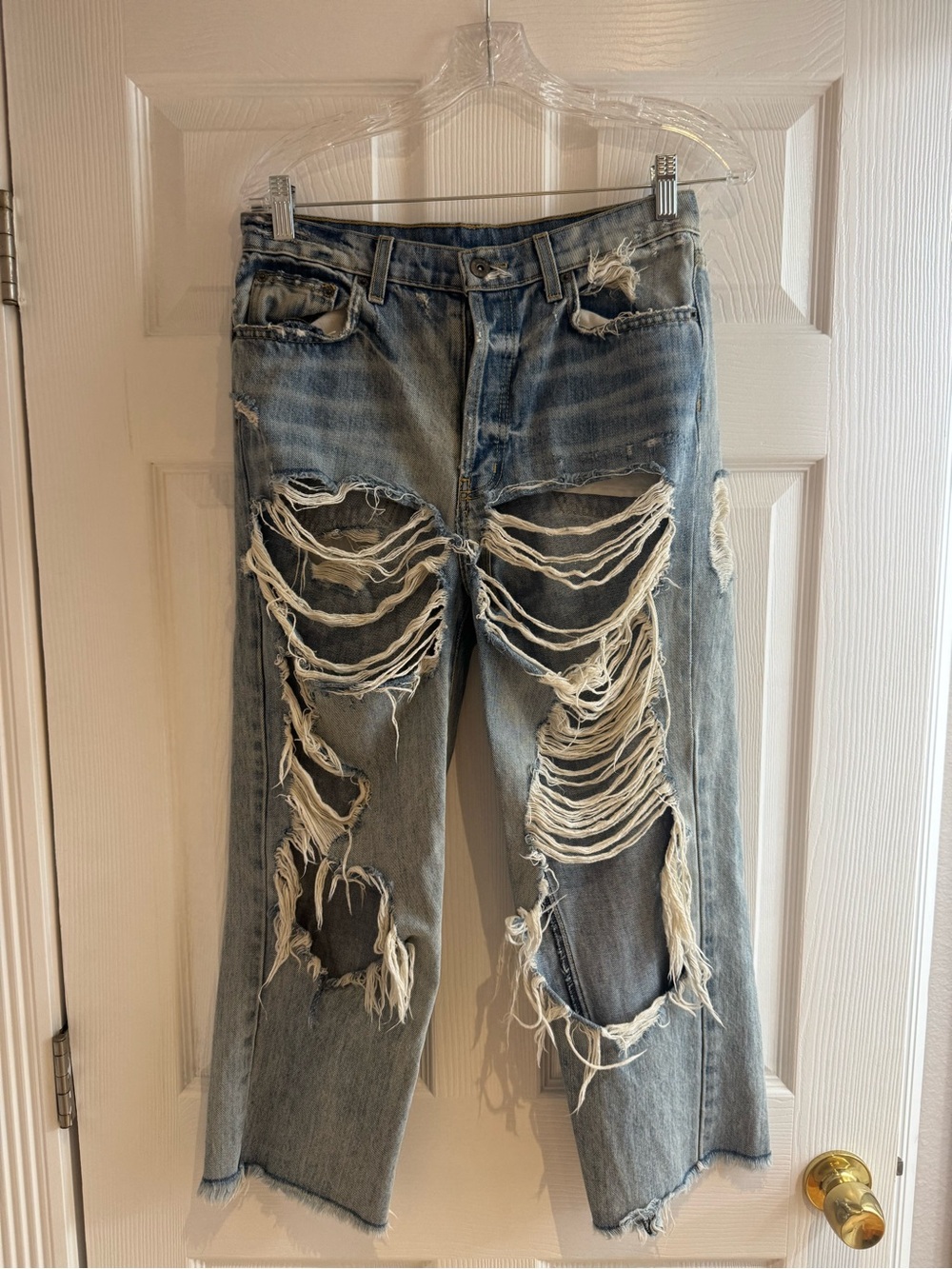 Carmar Light Blue Distressed Wide Leg Jeans